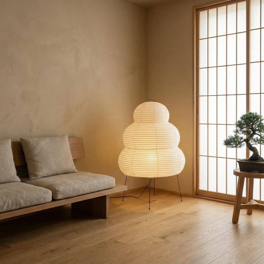 Rice Paper Lamp With Shade Layered Paper For Indoor Use On Flat Surfaces Floor Lamp
