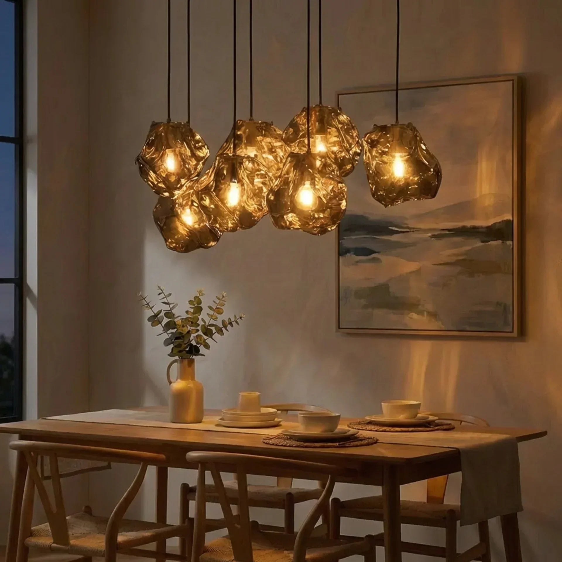 Sculptural Pendant Light With Lava Glass Organic Look For Indoor Ceilings In Modern Interiors