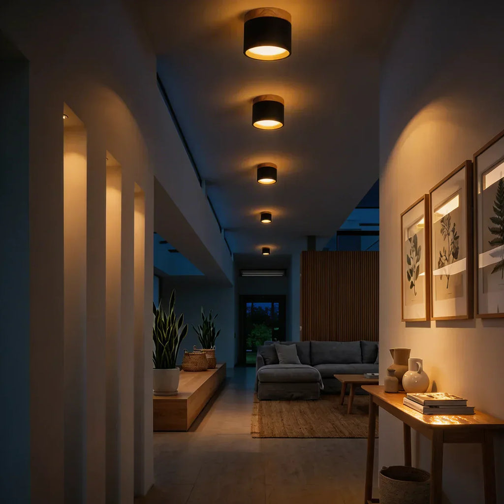 Ceiling Light Fixture Featuring LED In Flush Mount Solid Wood Colour Accent For Modern Homes