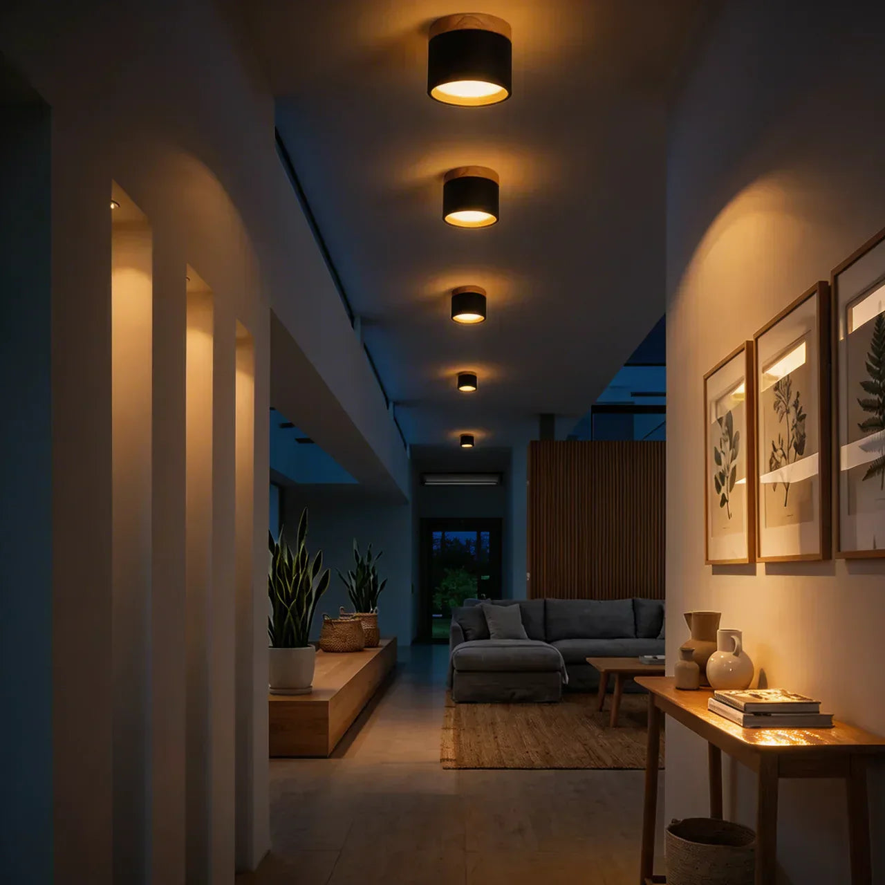Ceiling Light Fixture Featuring LED In Flush Mount Solid Wood Colour Accent For Modern Homes
