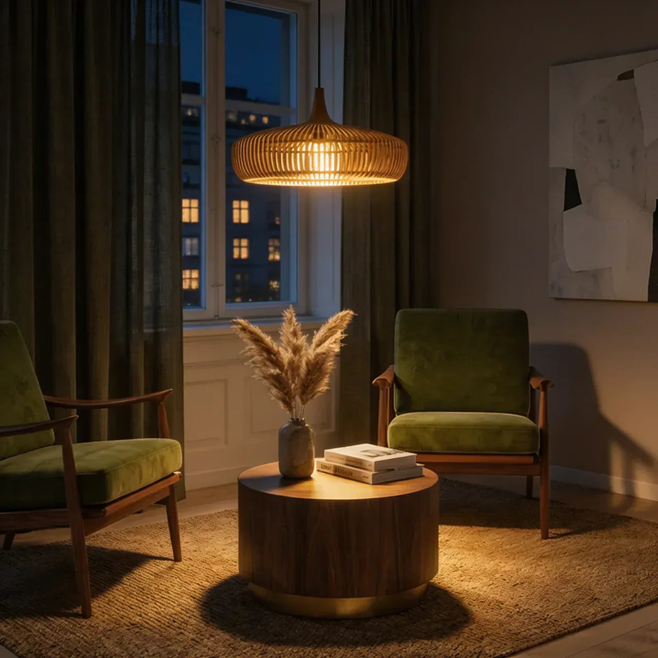 Warm Glow Wood Pendant Light With Minimalist Dome For Modern Interiors And Calm Ambience