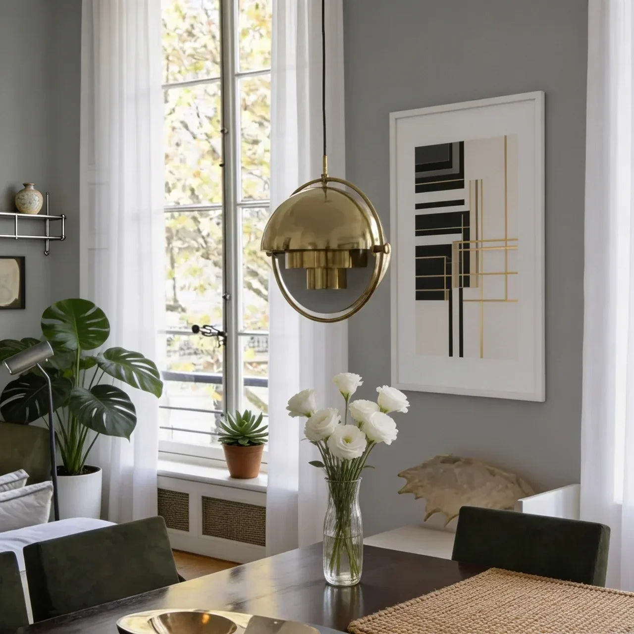 Scandinavian Style Adjustable Pendant Light With Directional Shade For Living Spaces
