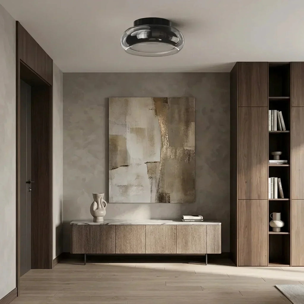 Low Profile Glass And Flush Mount Ceiling Light Fixture For Hallways And Bedrooms Soft Lighting