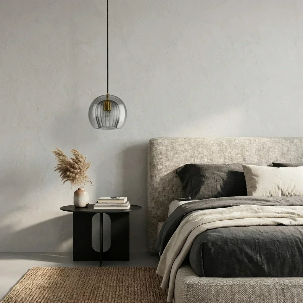 Rounded Glass Pendant Ceiling Light With Cable Suspension Available In Multiple Sizes