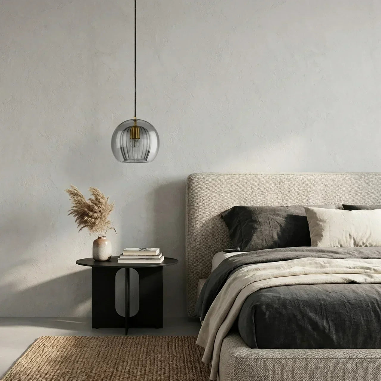 Rounded Glass Pendant Ceiling Light With Cable Suspension Available In Multiple Sizes