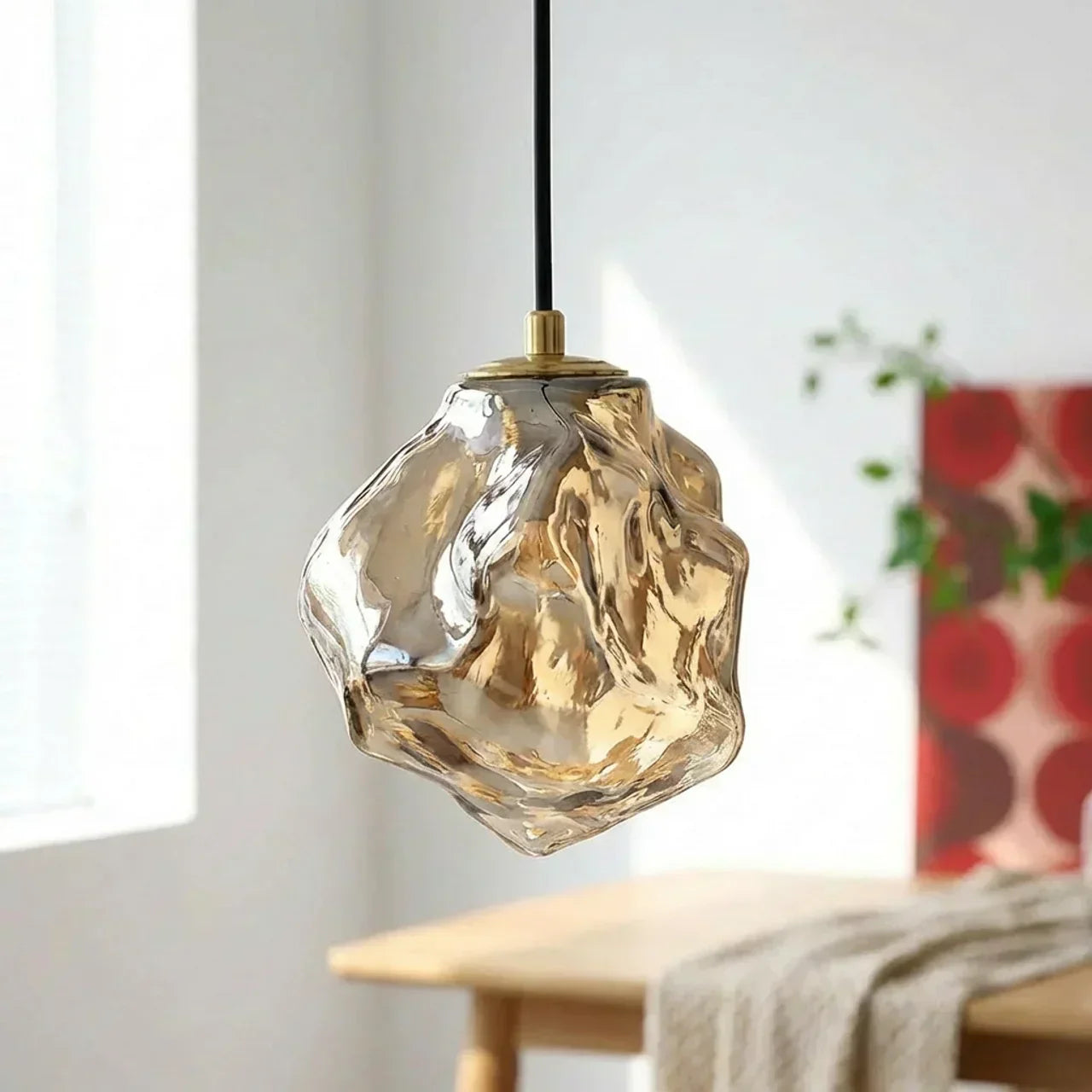 Sculptural Pendant Light With Lava Glass Organic Look For Indoor Ceilings In Modern Interiors