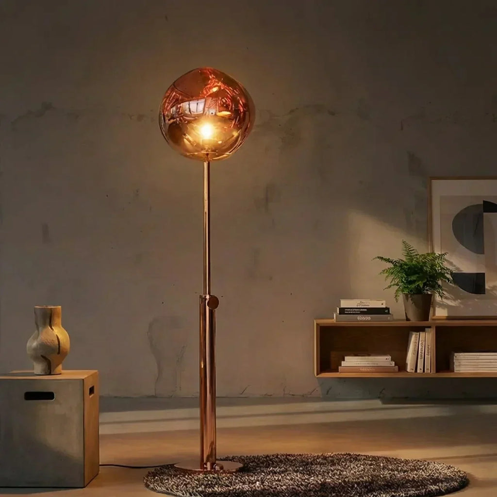 Sculptural Floor Lamp With Melted Acrylic Shade For Ambient Lighting In Modern Interiors And Living Rooms