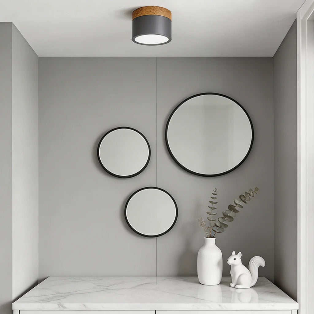 Ceiling Light Fixture Featuring LED In Flush Mount Solid Wood Colour Accent For Modern Homes