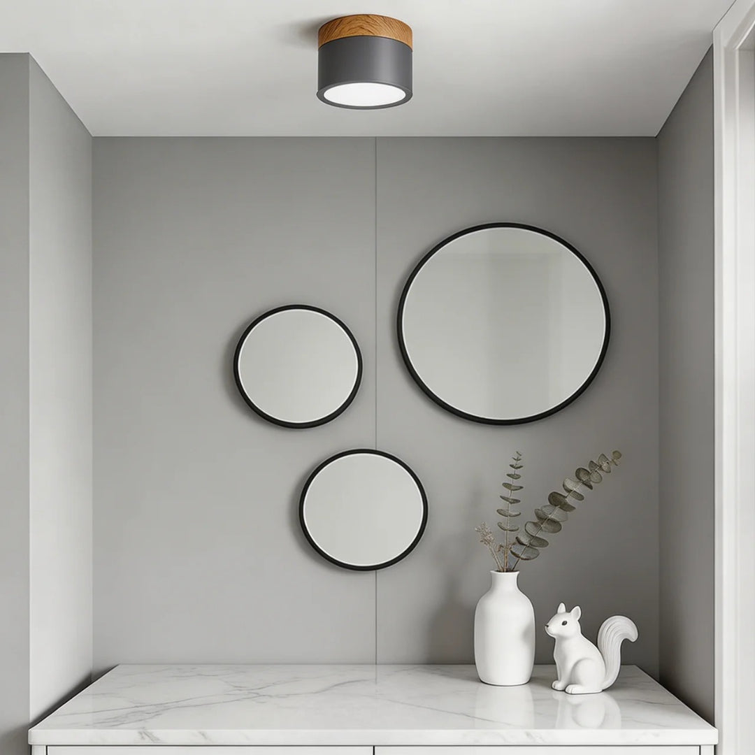 Ceiling Light Fixture Featuring LED In Flush Mount Solid Wood Colour Accent For Modern Homes