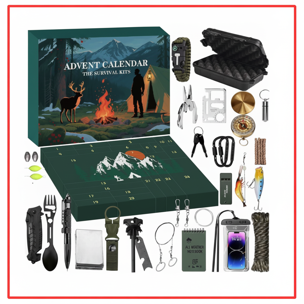 Calendar de Advent GEARQUEST cu 24 de unelte pentru activități în aer liber — Descoperă zilnic echipamente de aventură
