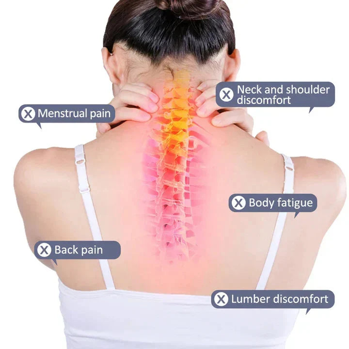 4-in-1-Massagegerät — Wärme, Vibration, Mikrostrom und Rotlicht mit 21 Stahlmassageköpfen