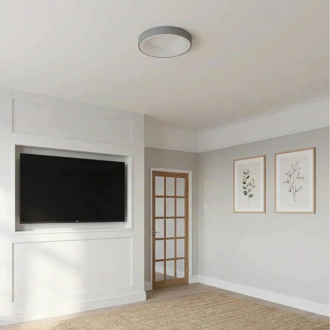 Circular Flush Mount Ceiling Light With Hollow Center And Integrated LED Diffuser