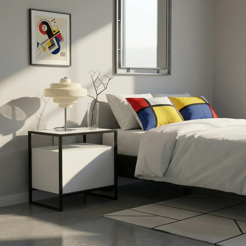 Bauhaus Style Lamp With Coloured Glass Accents For Modern Living Rooms And Hallways