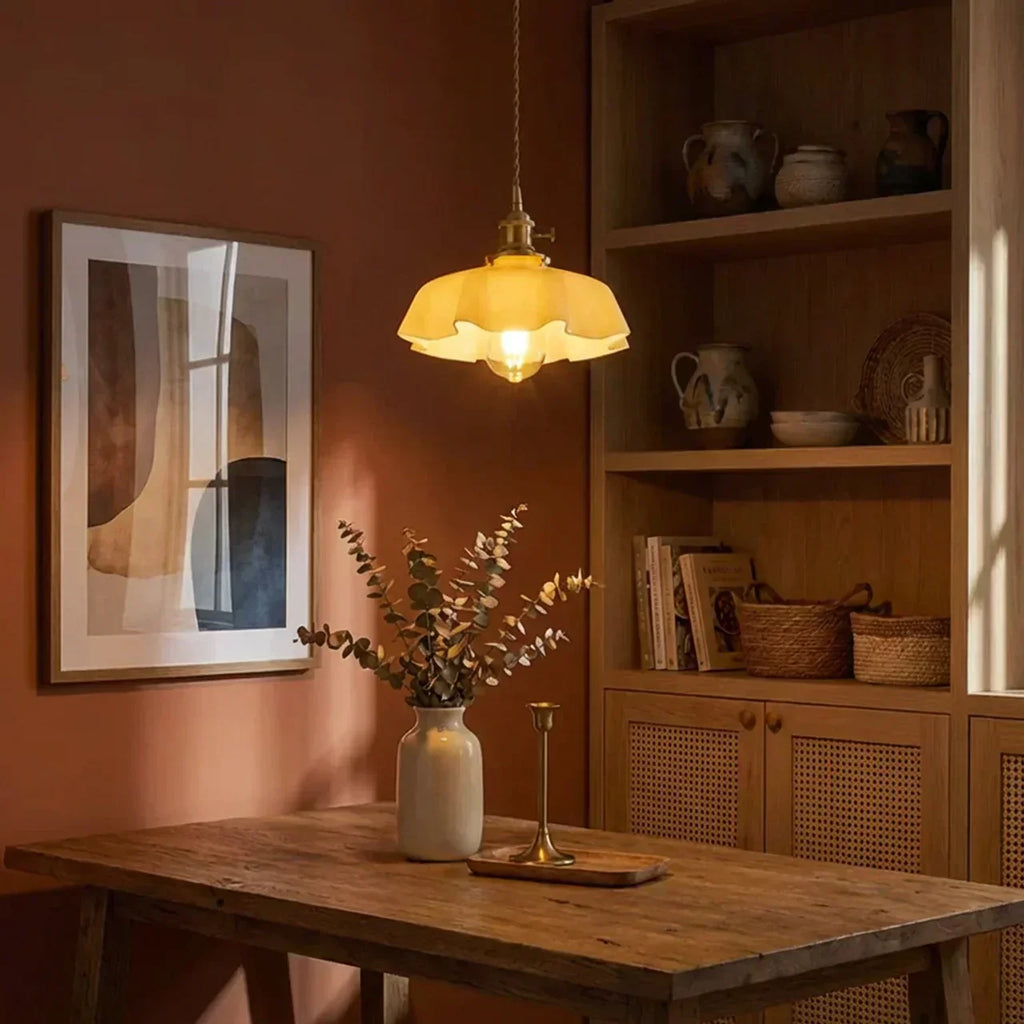 Art Deco Glass Pendant Light With Draped Glass Shade For Elegant Hallway And Living Room Decor