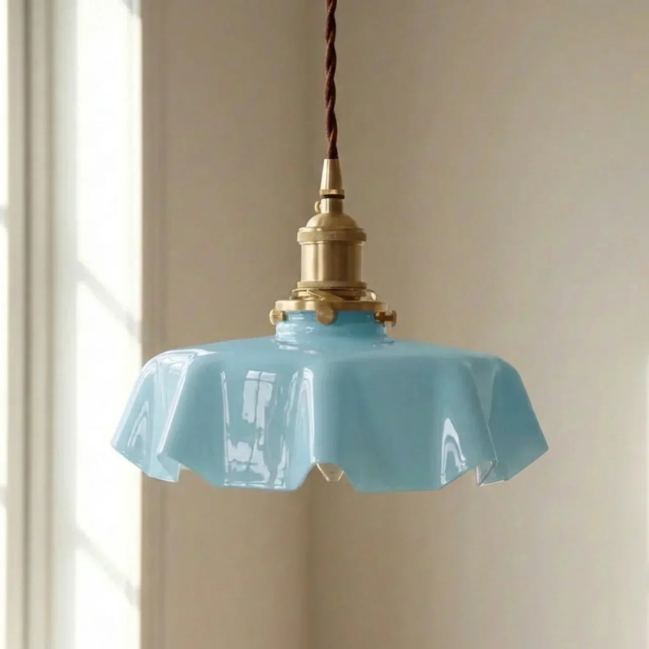 Art Deco Glass Pendant Light With Draped Glass Shade For Elegant Hallway And Living Room Decor