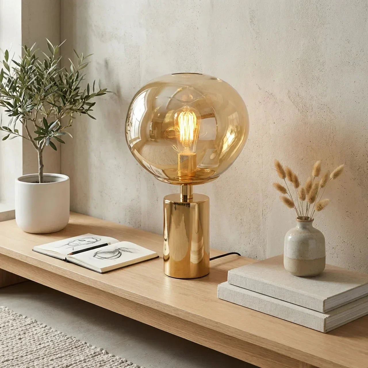 Table Lamp With Sculptural Molten Shade In Melted Acrylic Finish For Indoor Ambient Lighting