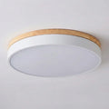 Ultra Slim Ceiling Light With Wood Accent Ring And Built In LED For Modern Indoor Spaces