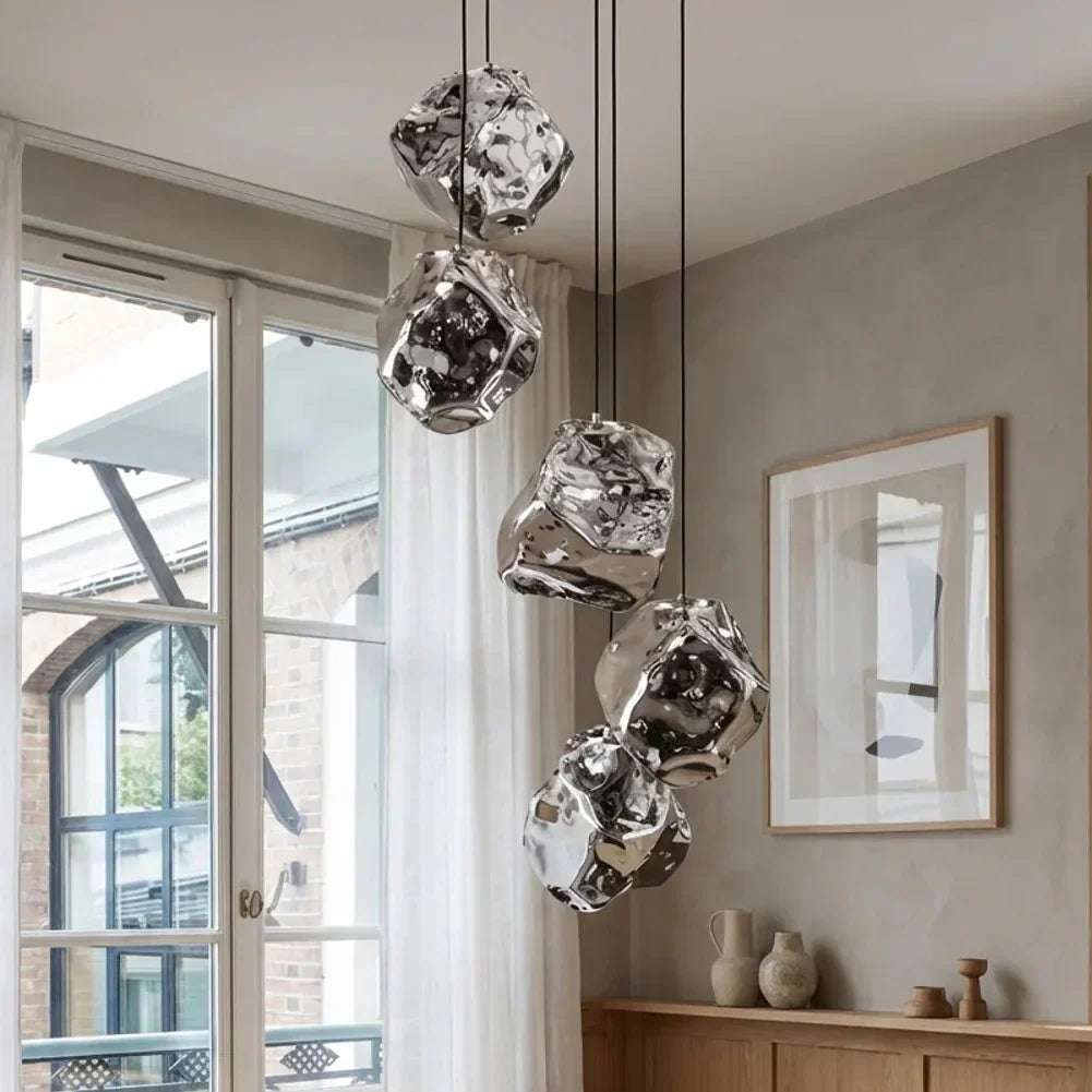Sculptural Pendant Light With Lava Glass Organic Look For Indoor Ceilings In Modern Interiors