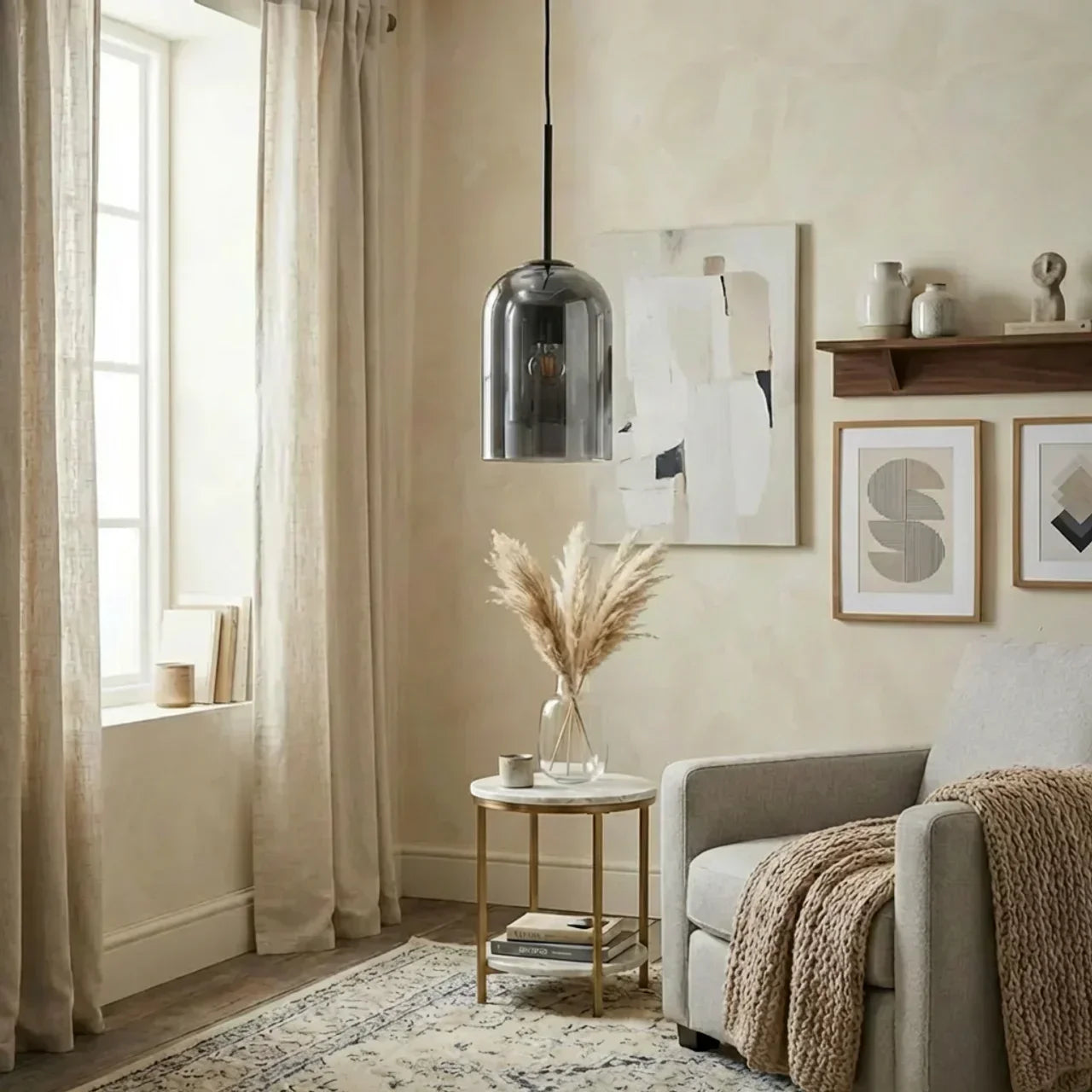 Double Glass Dome Pendant Light Fixture For Dining Rooms Bedrooms And Living Spaces