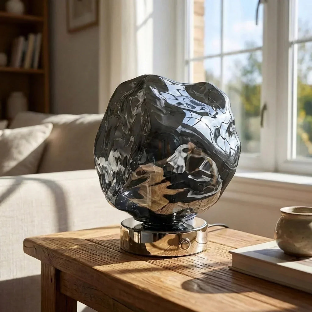 Molten Style Lava Glass Table Lamp With Sculptural Shade For Indoor Ambient Lighting And Contemporary Decor