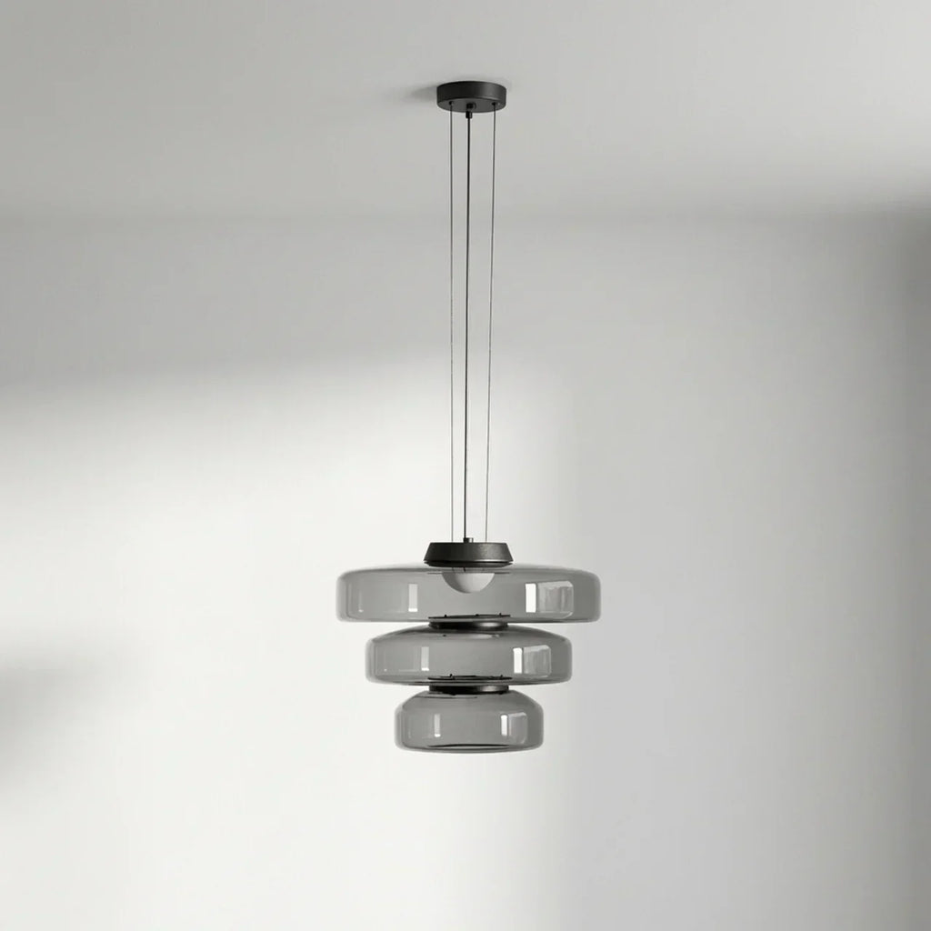 Bauhaus Style Tiered Glass Pendant Light With Integrated Led For Modern Interiors