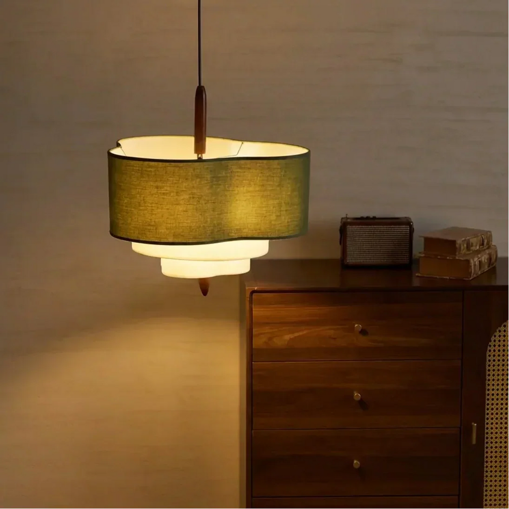 Layered Fabric Pendant Ceiling Lamp With Soft Diffused Shade For Cozy Indoor Ambience Warm Glow