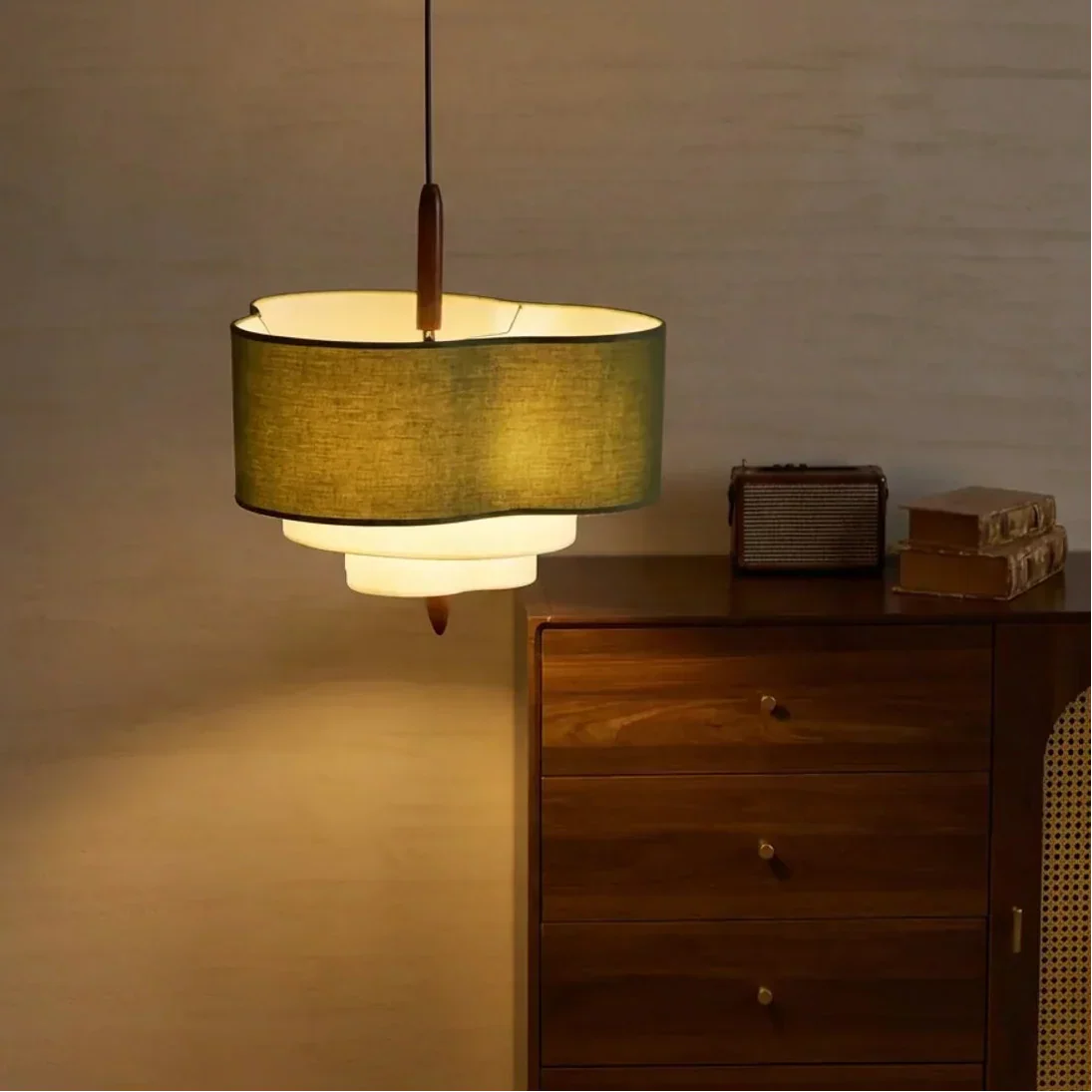 Layered Fabric Pendant Ceiling Lamp With Soft Diffused Shade For Cozy Indoor Ambience Warm Glow