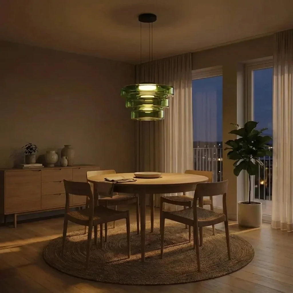 Bauhaus Style Tiered Glass Pendant Light With Integrated Led For Modern Interiors