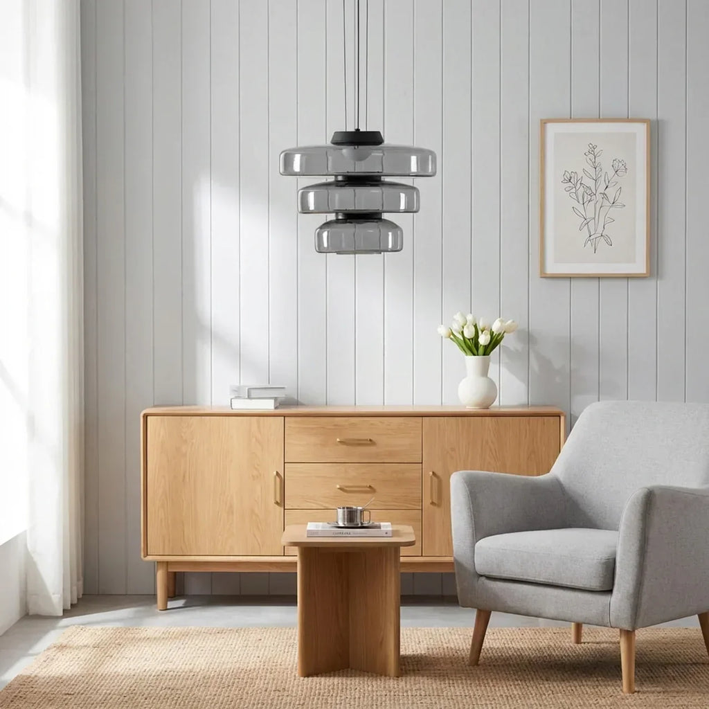 Bauhaus Style Tiered Glass Pendant Light With Integrated Led For Modern Interiors
