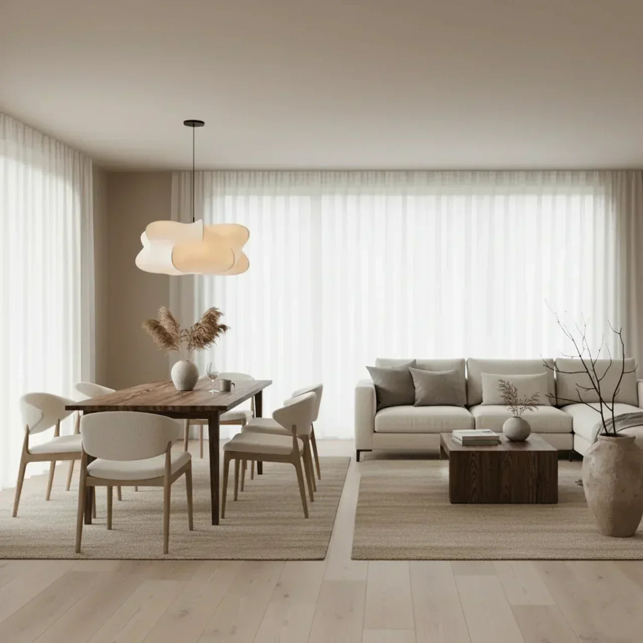 Mulberry Silk Ceiling Pendant Lamp With Sculptural Shade For Warm Indoor Ambience