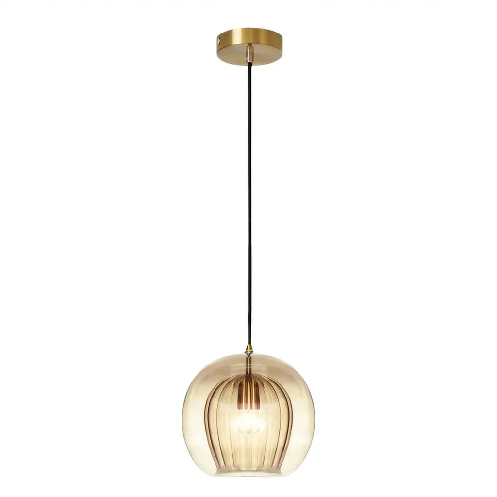 Rounded Glass Pendant Ceiling Light With Cable Suspension Available In Multiple Sizes