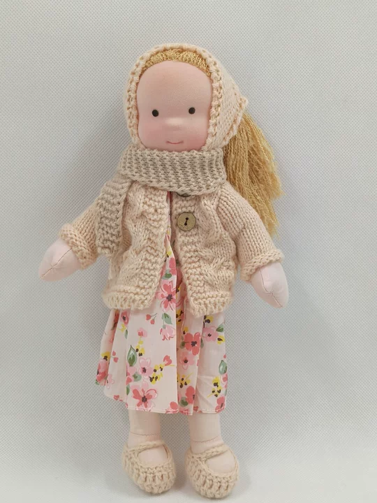 Waldorf Doll Blue Cloth Plush Toy For Creative Playtime