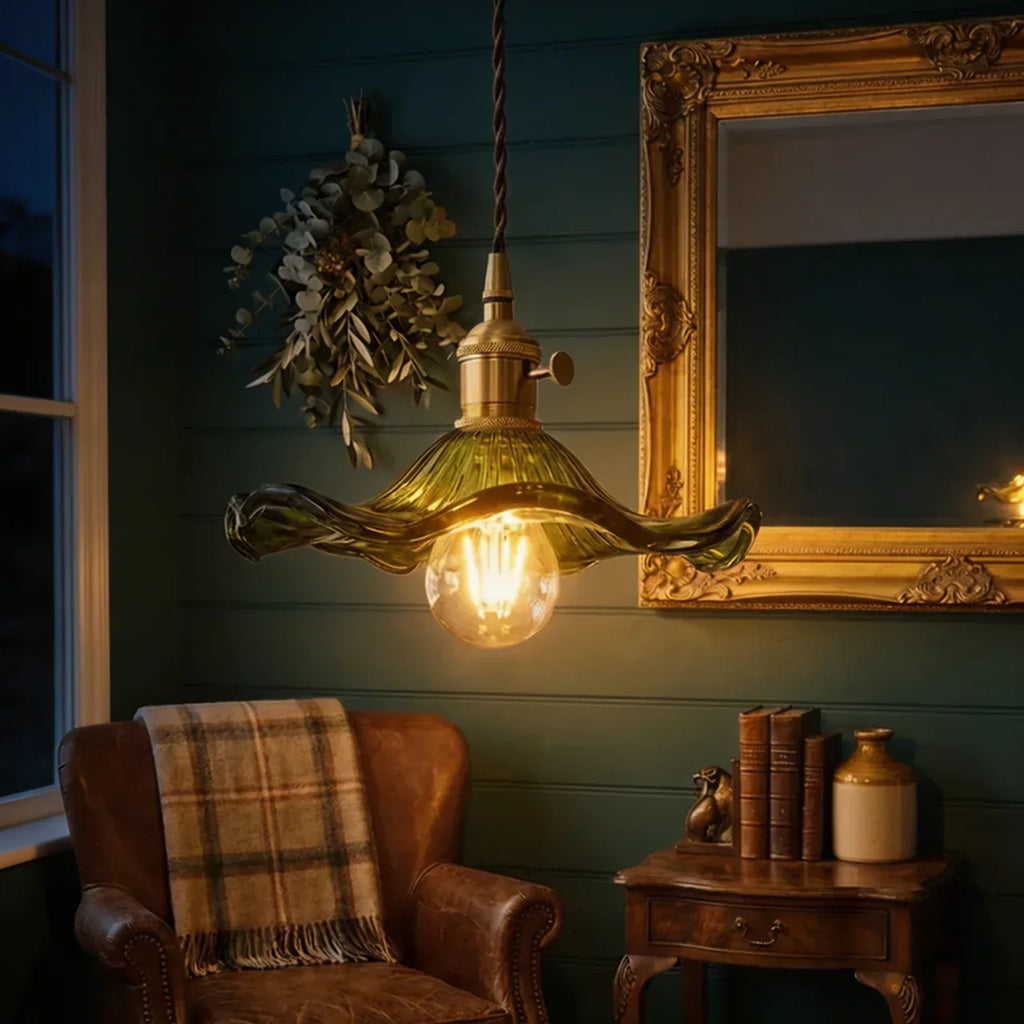 Art Deco Inspired Glass Fixture With Scalloped Edge Ceiling Or Pendant Light For Hallways And Living Areas