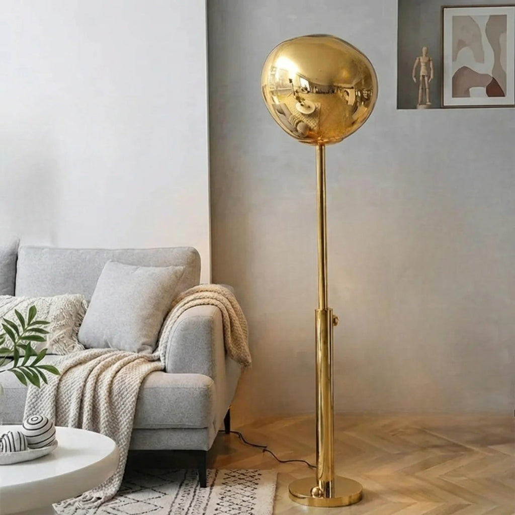 Sculptural Floor Lamp With Melted Acrylic Shade For Ambient Lighting In Modern Interiors And Living Rooms