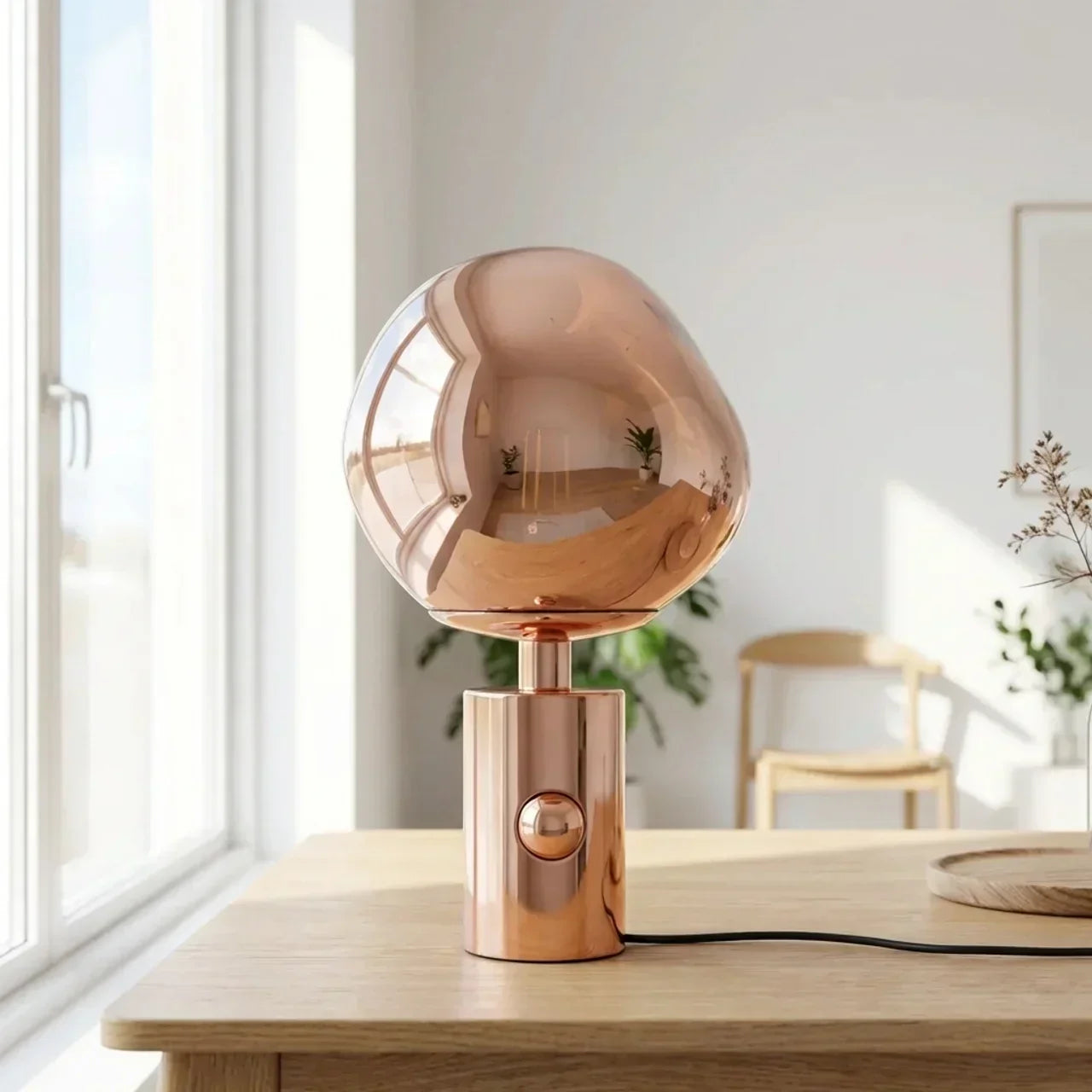 Table Lamp With Sculptural Molten Shade In Melted Acrylic Finish For Indoor Ambient Lighting