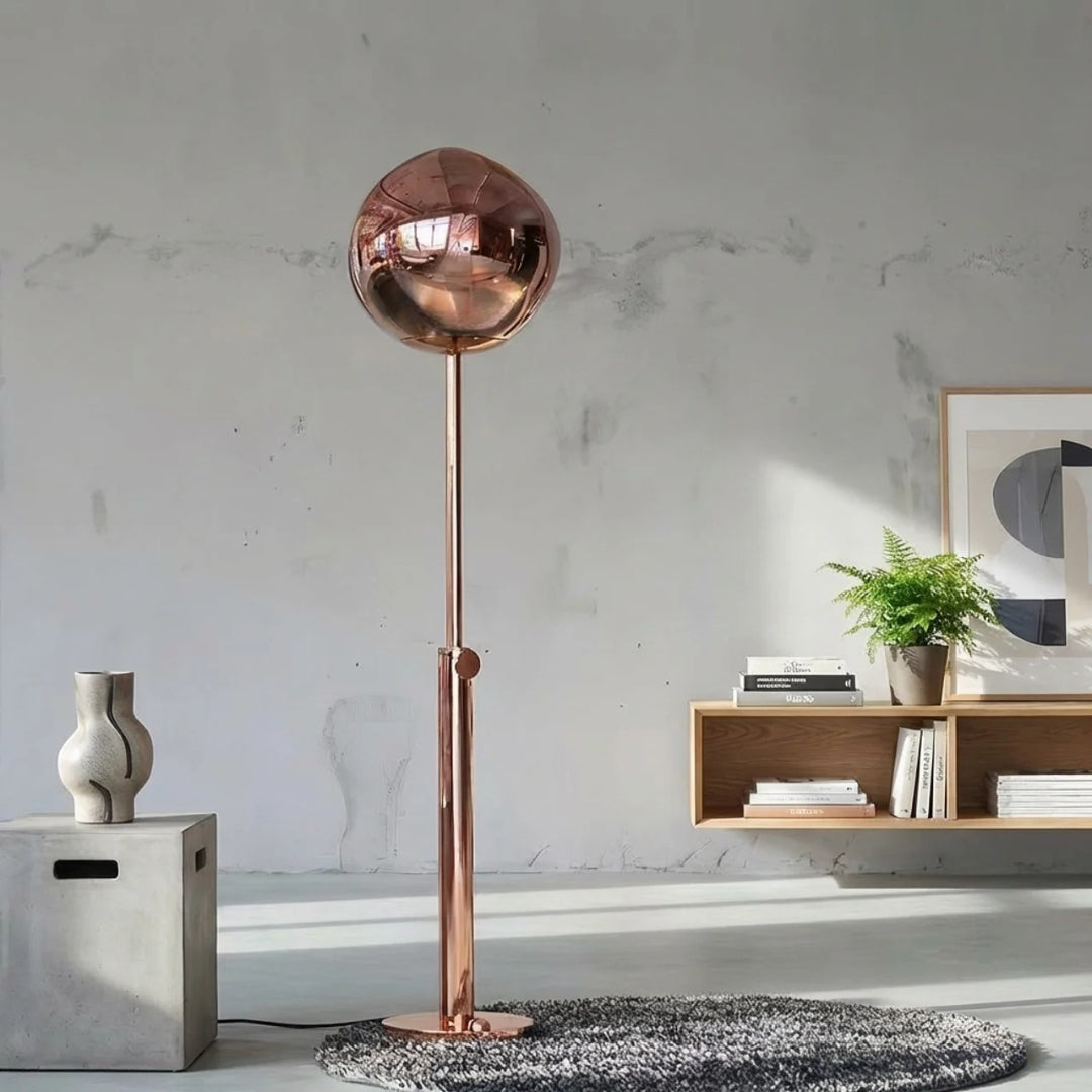 Sculptural Floor Lamp With Melted Acrylic Shade For Ambient Lighting In Modern Interiors And Living Rooms
