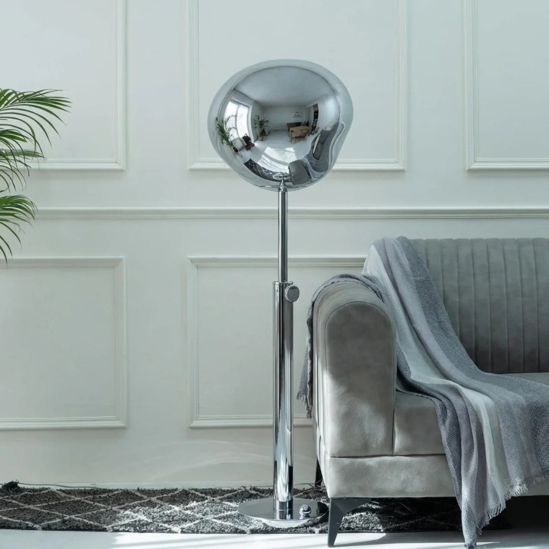 Sculptural Floor Lamp With Melted Acrylic Shade For Ambient Lighting In Modern Interiors And Living Rooms