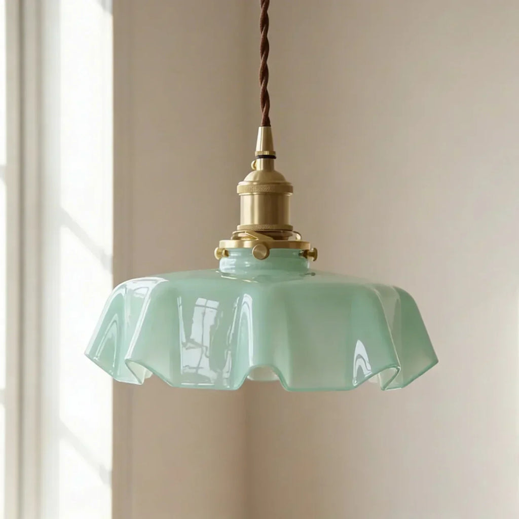 Art Deco Glass Pendant Light With Draped Glass Shade For Elegant Hallway And Living Room Decor