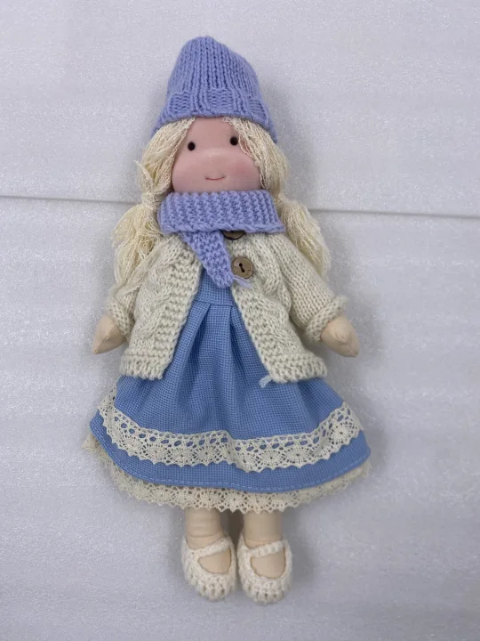 Waldorf Doll Blue Cloth Plush Toy For Creative Playtime
