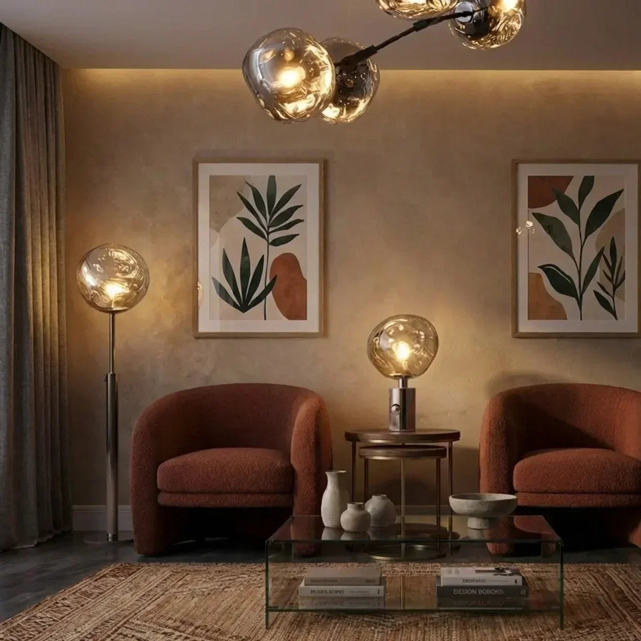 Sculptural Floor Lamp With Melted Acrylic Shade For Ambient Lighting In Modern Interiors And Living Rooms