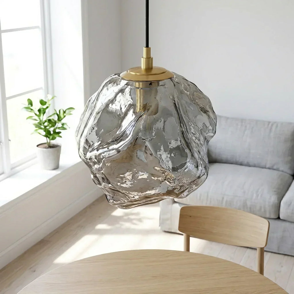 Sculptural Pendant Light With Lava Glass Organic Look For Indoor Ceilings In Modern Interiors