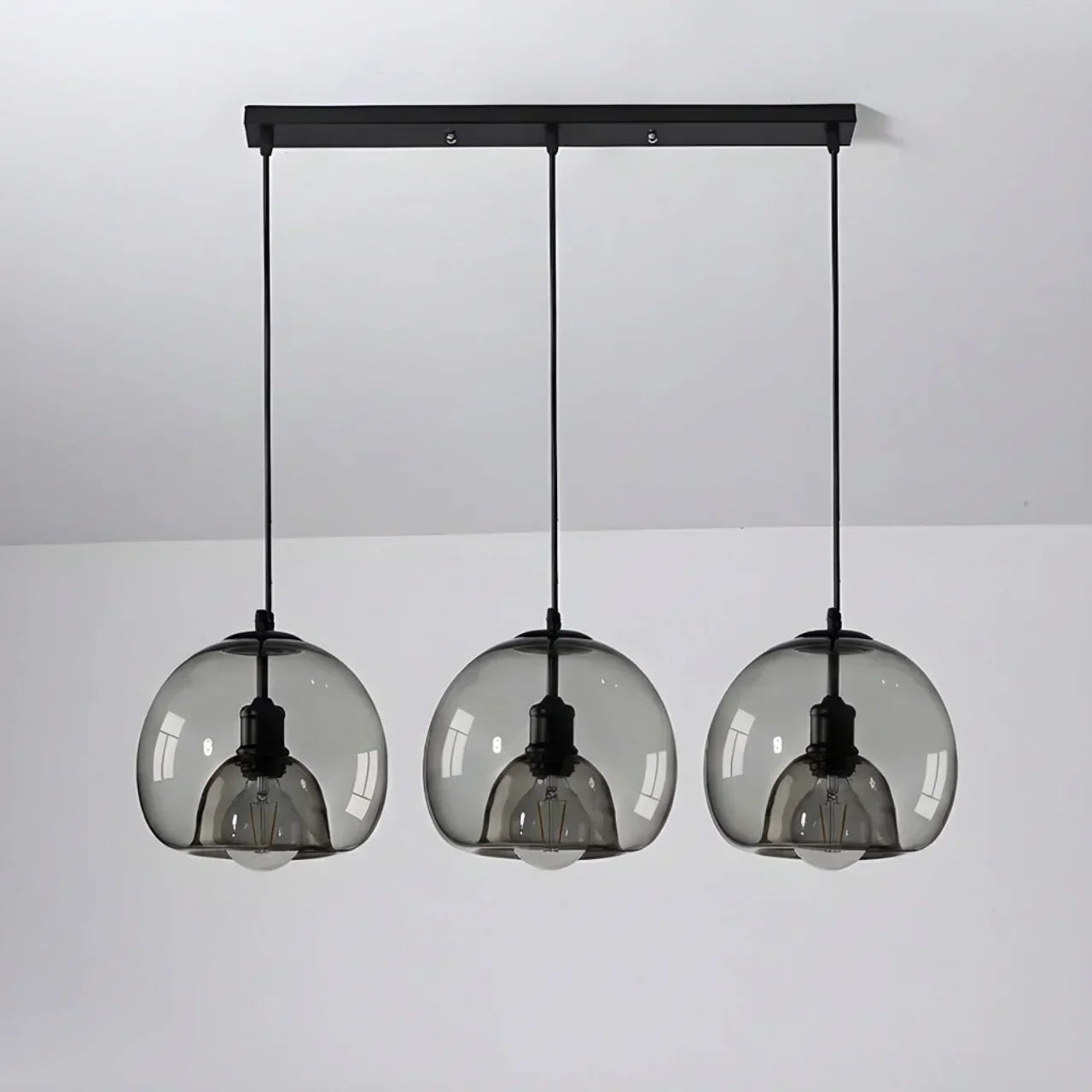 Glass Pendant Light With Multiple Shades For Ceiling Mount Over Dining Tables And Islands Round Canopy Or Linear Canopy