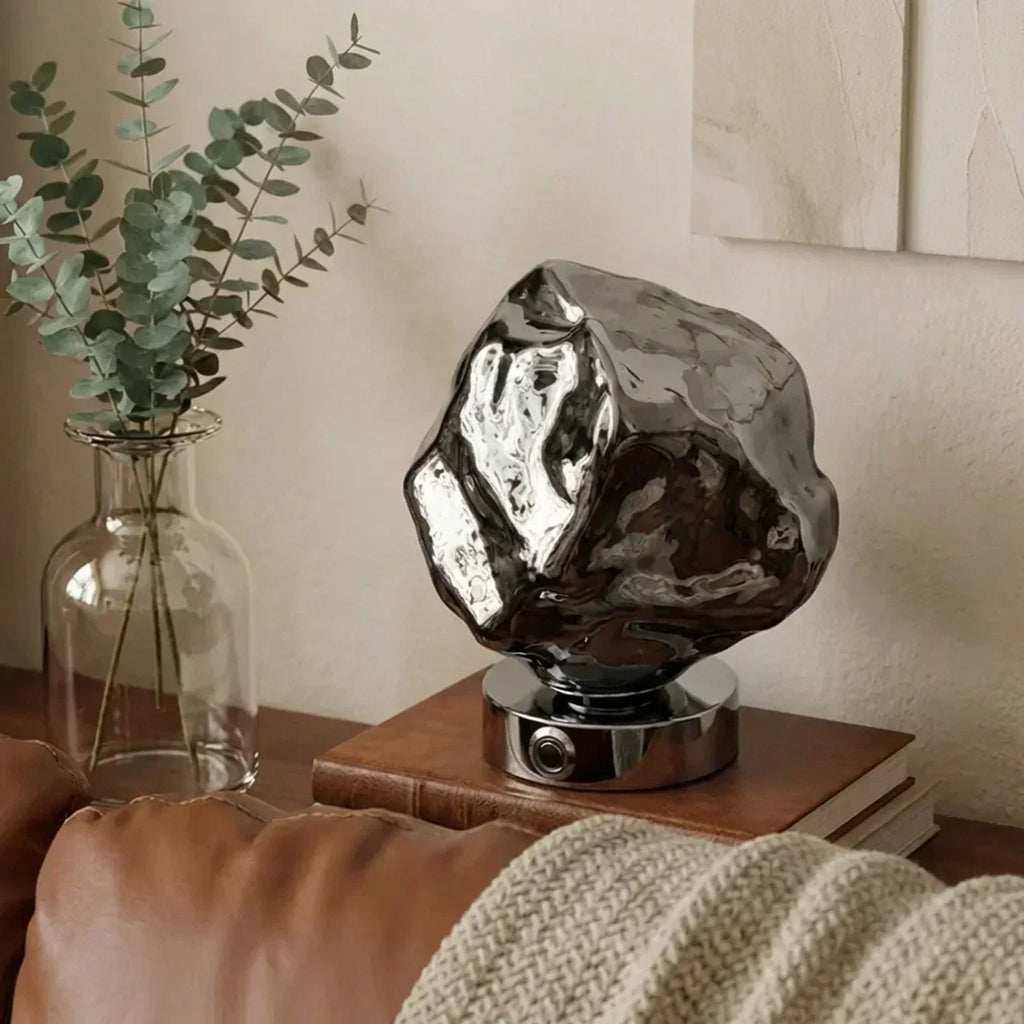 Molten Style Lava Glass Table Lamp With Sculptural Shade For Indoor Ambient Lighting And Contemporary Decor