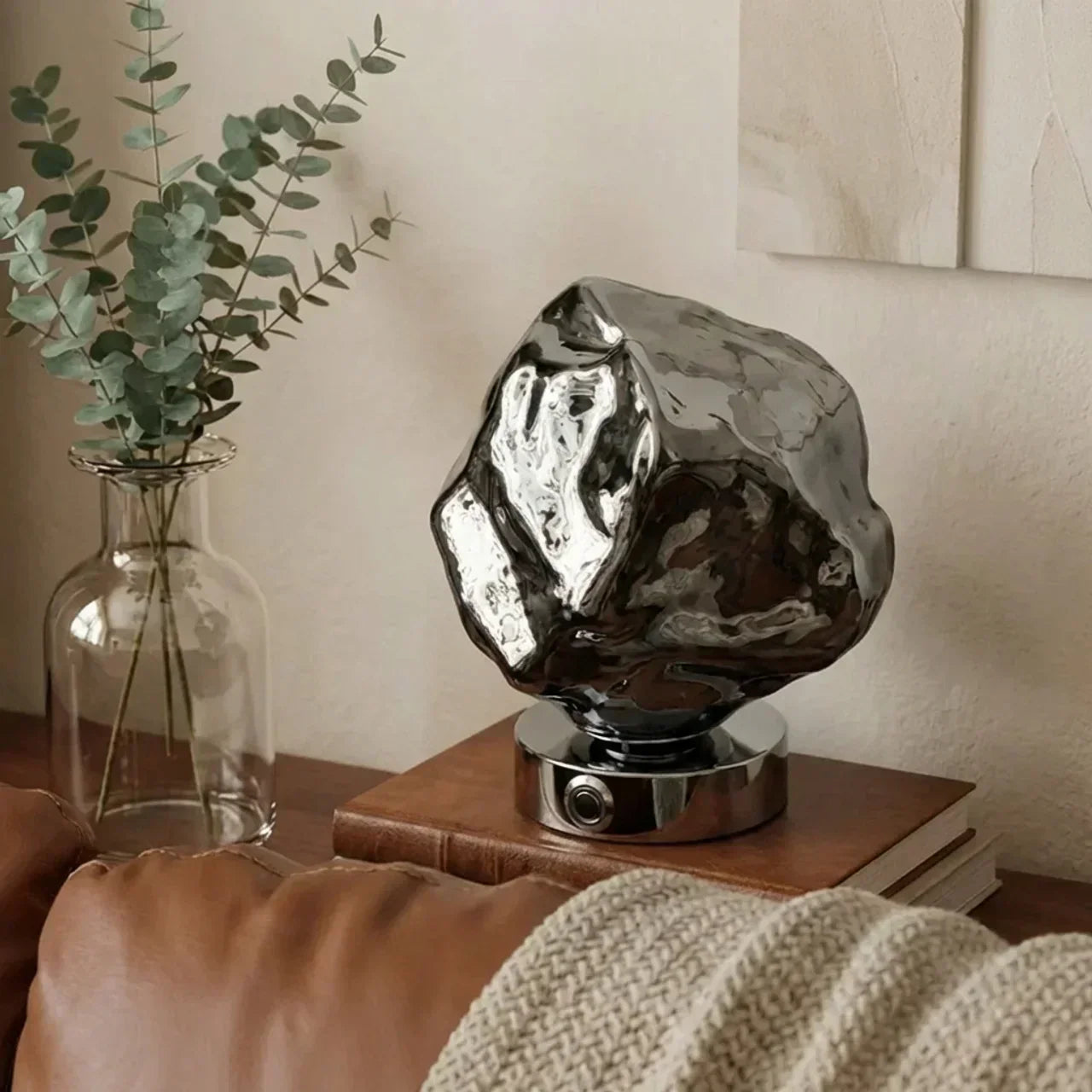 Molten Style Lava Glass Table Lamp With Sculptural Shade For Indoor Ambient Lighting And Contemporary Decor