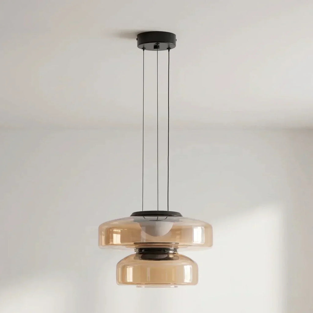 Bauhaus Style Tiered Glass Pendant Light With Integrated Led For Modern Interiors