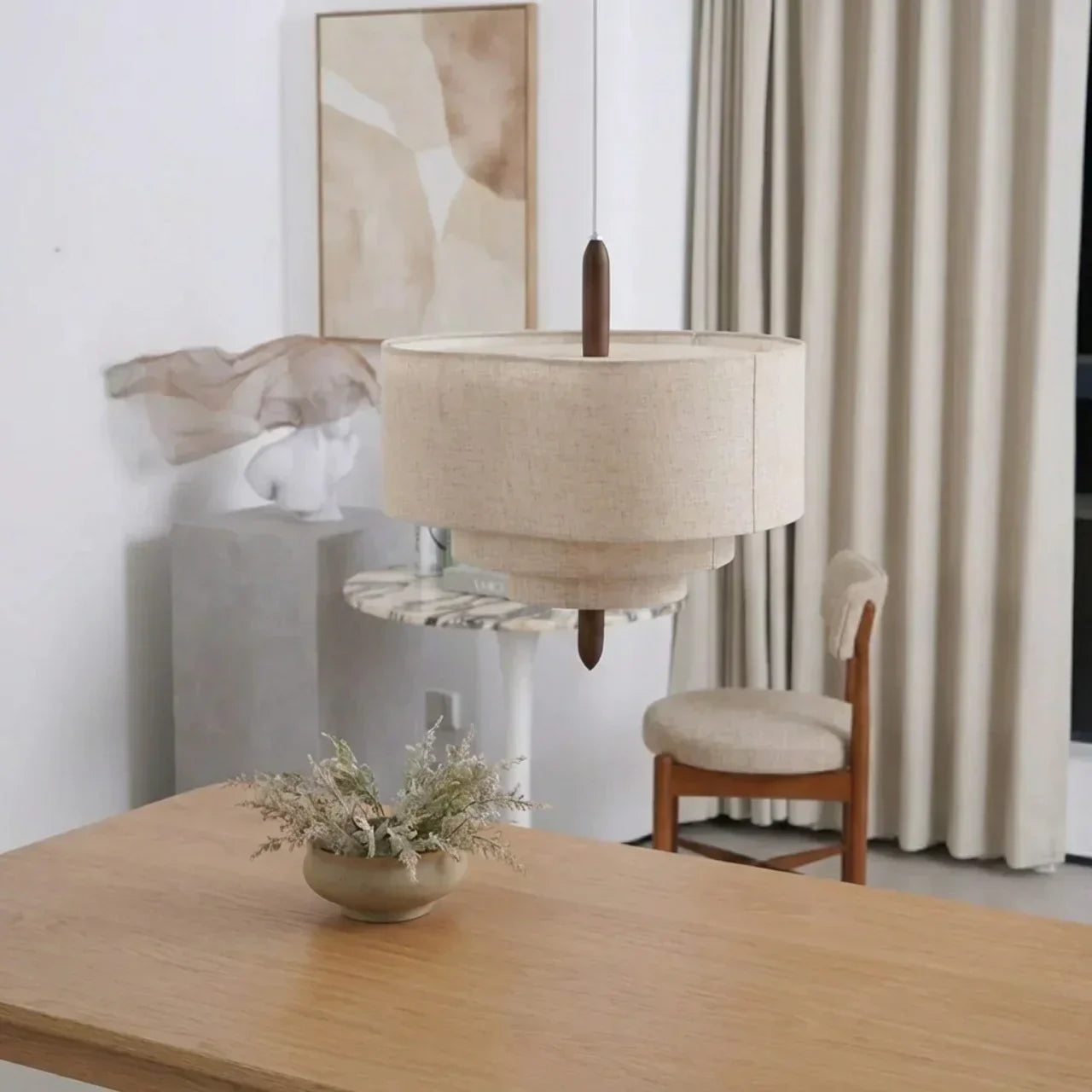 Layered Fabric Pendant Ceiling Lamp With Soft Diffused Shade For Cozy Indoor Ambience Warm Glow