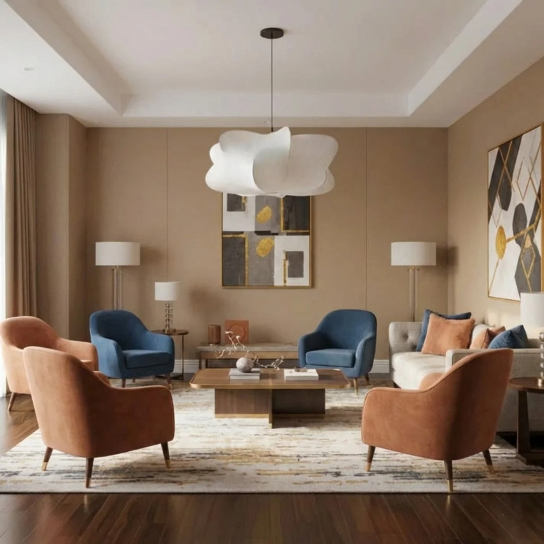 Mulberry Silk Ceiling Pendant Lamp With Sculptural Shade For Warm Indoor Ambience