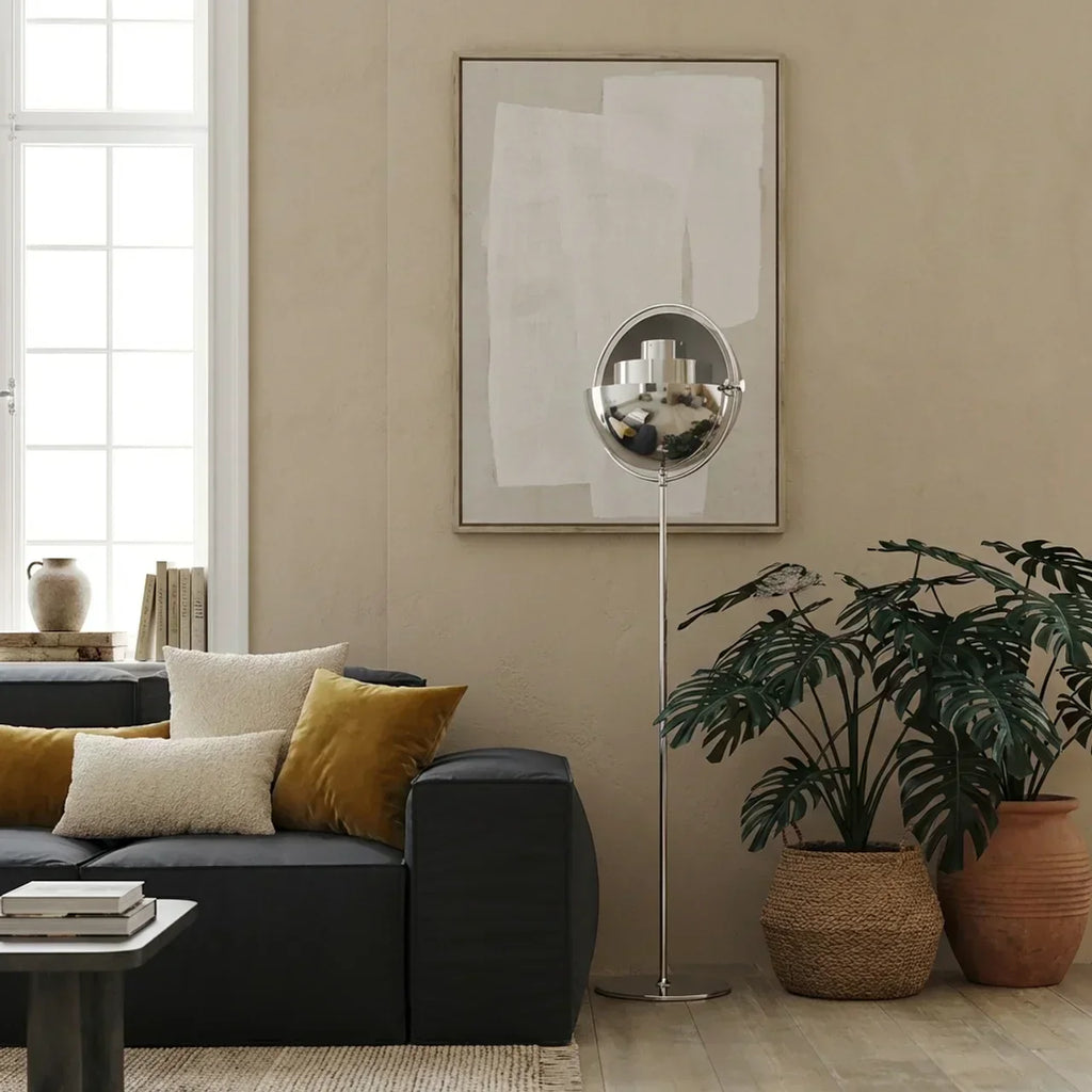 Directional Floor Lamp With Adjustable Shade In Danish Modern Style For Residential Interiors