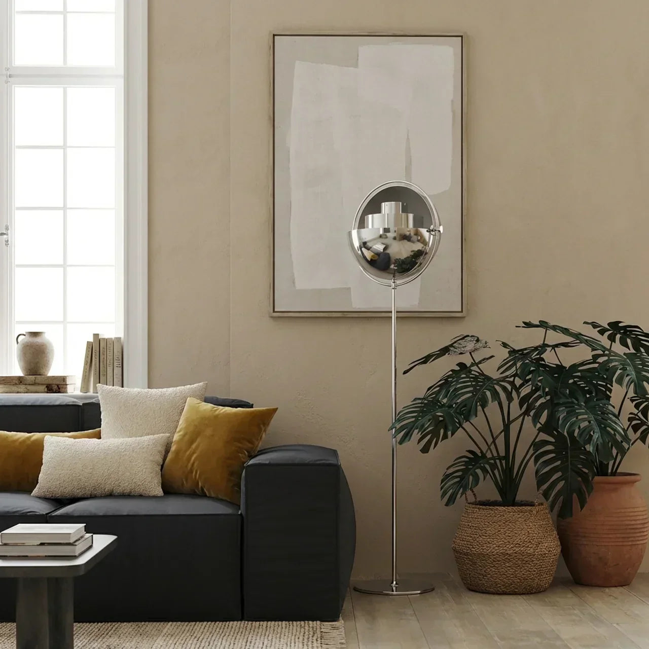 Directional Floor Lamp With Adjustable Shade In Danish Modern Style For Residential Interiors