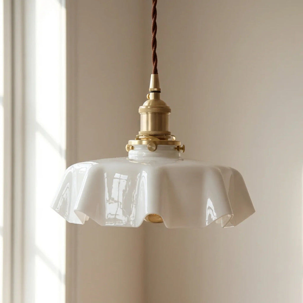 Art Deco Glass Pendant Light With Draped Glass Shade For Elegant Hallway And Living Room Decor